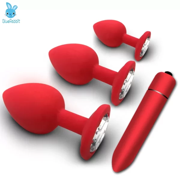 Silicone Anal Plug Set with Vibrate - 69