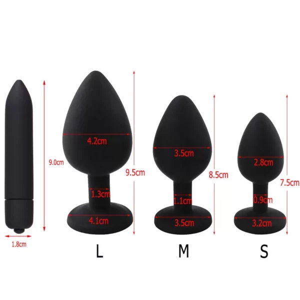 Silicone Anal Plug Set with Vibrate - 69 - Image 2