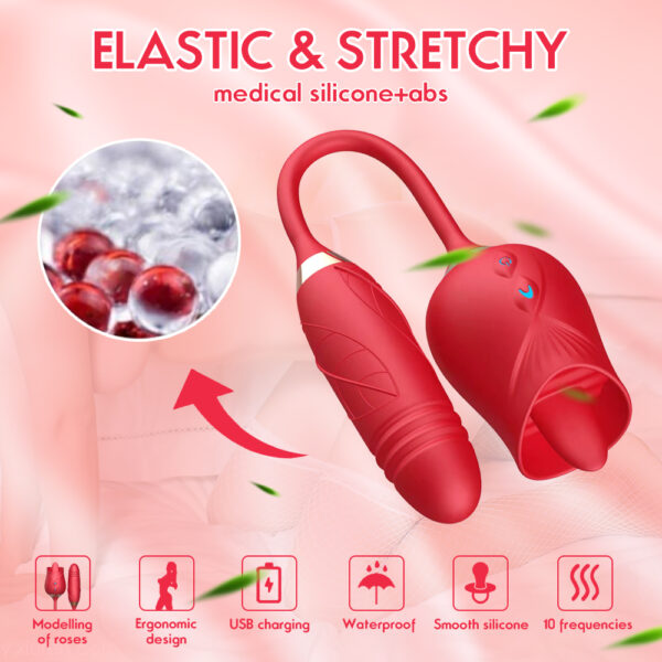 Rose Tongue Vibrator with Thrusting Vibrator Sex Toys for Women - 35 - Image 8